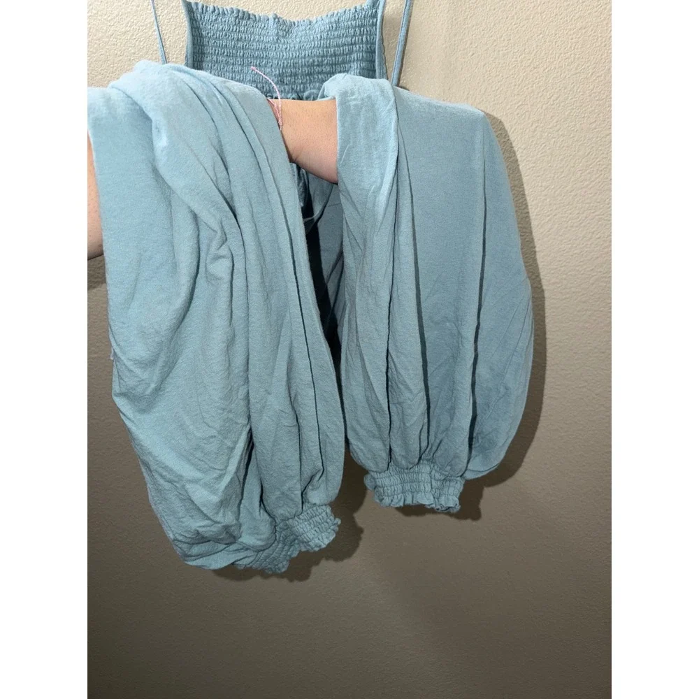 Women's Free People Beach Blue Bubble Romper Size Small - Picture 5 of 6